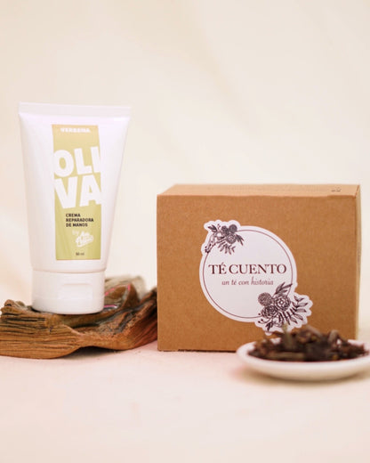 Té Blanco Bai Mu Dan y Osmantus + Crema de manos Oliva